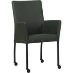 Leren eetkamerstoel Comfort met wieltjes en armleuning -, Huis en Inrichting, Stoelen, Overige kleuren, Nieuw, Leer, Ophalen of Verzenden