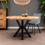 Ronde eettafel massief Mangohout. 110 t/m 160 vanaf €339!, Verzenden, Rond, Nieuw, Industriële meubels