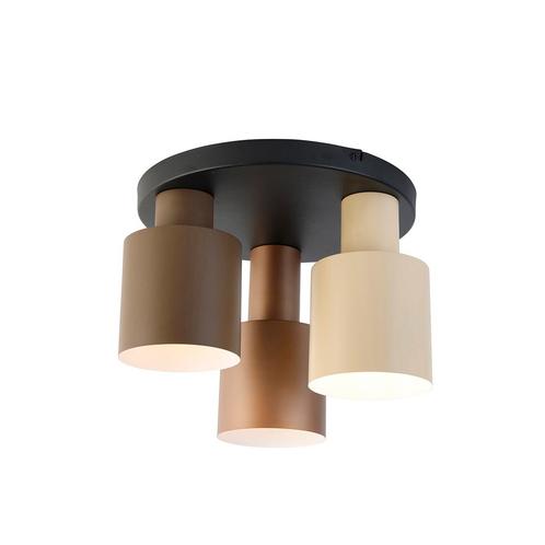 Plafondlamp brons met taupe en beige 3-lichts - Ans, Huis en Inrichting, Lampen | Overige