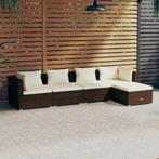 vidaXL 5-delige Loungeset met kussens poly rattan bruin, Verzenden, Nieuw, Rotan, Loungeset