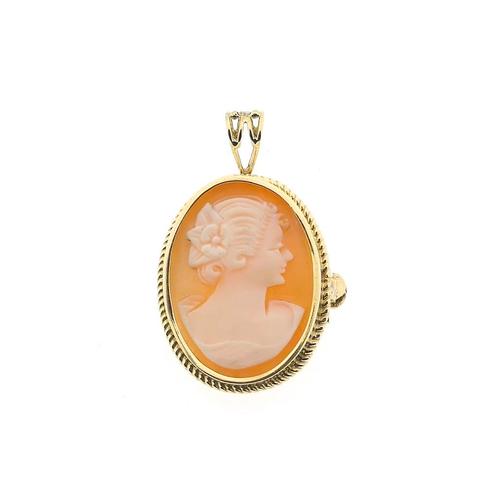 Gouden broche/hanger met camee | Antiek (vintage, schelp), Sieraden, Tassen en Uiterlijk, Bedels, Gebruikt, Overige merken, Goud