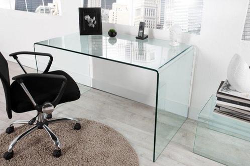 Extravagante glazen eettafel FANTOME 120cm transparant, Huis en Inrichting, Bureaus, Ophalen of Verzenden