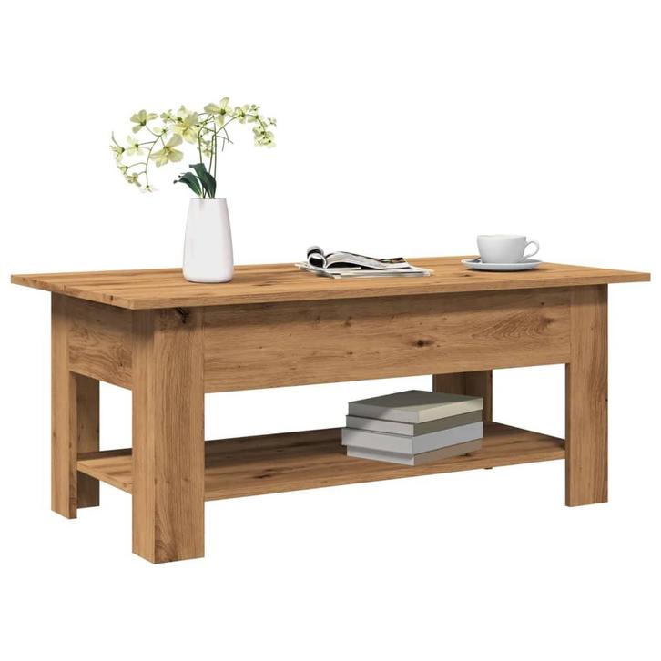 vidaXL Salontafel 102x55x42 cm bewerkt hout artisanaal, Huis en Inrichting, Tafels | Salontafels, 100 tot 150 cm, Nieuw, Overige houtsoorten
