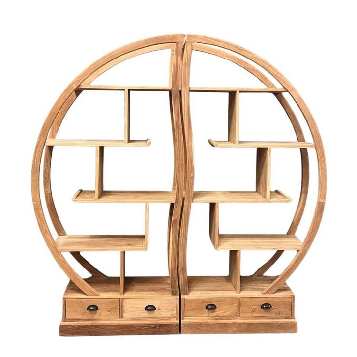 2-delige roomdivider van teakhout OP VOORRAAD BIJ INDOTEAK, Huis en Inrichting, Kasten | Boekenkasten, 25 tot 50 cm, Met lade(s)