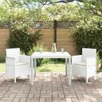 vidaXL Tuin Eetset 3 pcs Wit Polt riet, Verzenden, Nieuw, Rotan