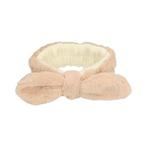 Haarband Make-up Furry Strik Beige, Verzenden, Nieuw