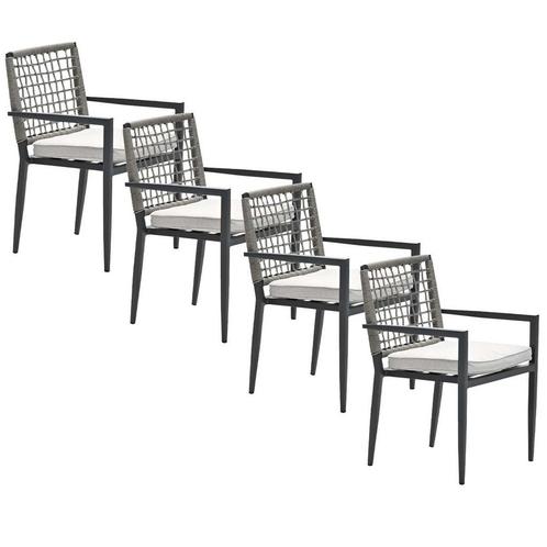 Garden Impressions Burela tuinstoel taupe - 4 stuks, Tuin en Terras, Tuinsets en Loungesets, Verzenden