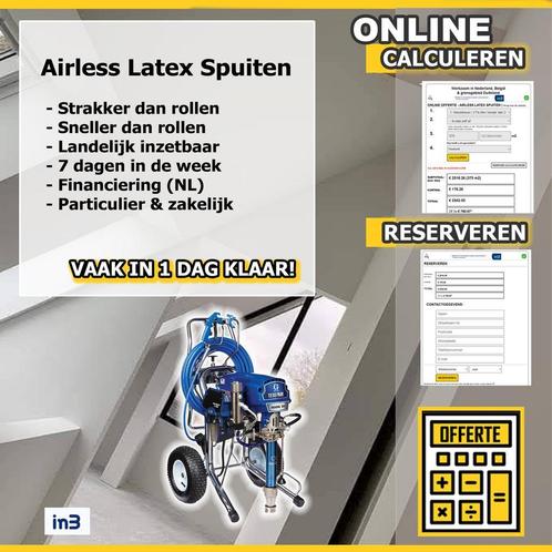 Latex spuiten | Alles wit vaak in 1dag klaar |Online offerte, Doe-het-zelf en Verbouw, Verf, Beits en Lak, Nieuw