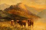 Frank Walters (XIX) - Highland Cattle at the Lake, Antiek en Kunst, Kunst | Schilderijen | Klassiek