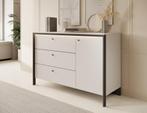 Meubella | Dressoir grijs met zwart 136 cm - Opbergkast, Huis en Inrichting, Kasten | Dressoirs, 100 tot 150 cm, Verzenden, Nieuw