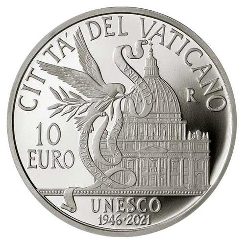 Vaticaan 10 Euro Unesco 2021, Postzegels en Munten, Munten | Europa | Euromunten, Verzenden