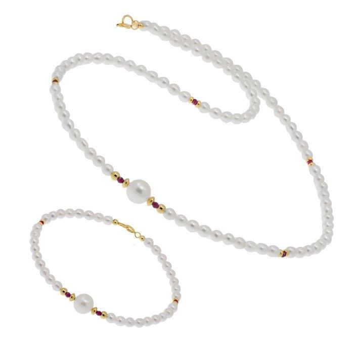 Zonder Minimumprijs - 2-delige sieradenset - 18 karaat Geel, Sieraden, Tassen en Uiterlijk, Antieke sieraden