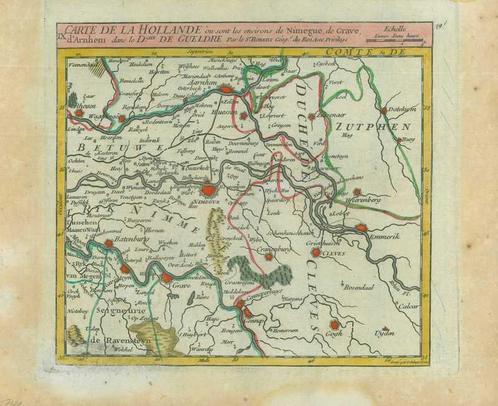 Kaart van Nijmegen en Arnhem, Antiek en Kunst, Kunst | Etsen en Gravures