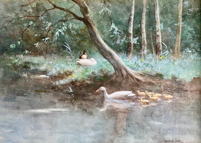 Constant ARTZ (1870-1951) - Moedereend met jongen, Antiek en Kunst, Kunst | Schilderijen | Klassiek