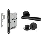 Deurbeslag set geveerd met WC-slot en deurklink Modern zw..., Ophalen of Verzenden, Nieuw, Overige materialen, Klink of Kruk