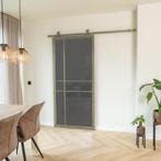 Stalen Schuifdeur 6 Vlaks Olijfgroen Rook glas Luxe design, Doe-het-zelf en Verbouw, 75 tot 150 cm, Nieuw, 150 tot 225 cm, Metaal