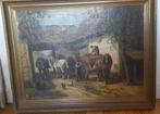 Cornelis Wouter Bouter (1888-1966) - Afladen hooi op boeren, Antiek en Kunst