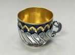 Beker - Silver Cup Holder and Porcelain Cup - Zilver,, Antiek en Kunst