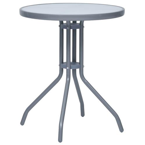 vidaXL Tuintafel 60 cm staal en glas lichtgrijs, Tuin en Terras, Tuintafels, Nieuw, Verzenden