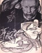 Engelse prime minister David Lloyd George op spotprent, Antiek en Kunst, Kunst | Litho's en Zeefdrukken, Verzenden