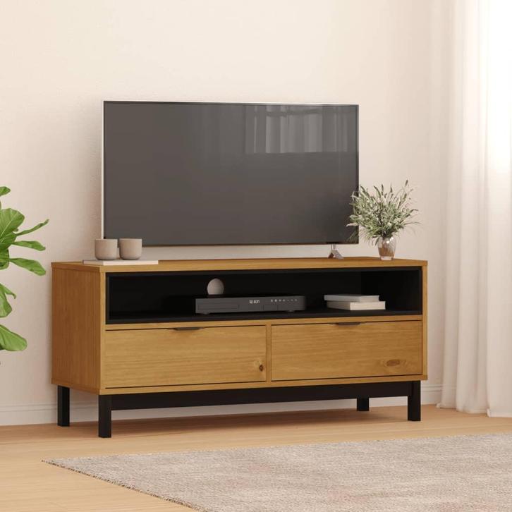 vidaXL TV-meubel FLAM 110x40x50 cm massief grenenhout, Huis en Inrichting, Kasten | Televisiemeubels, 25 tot 50 cm, Nieuw, Grenenhout