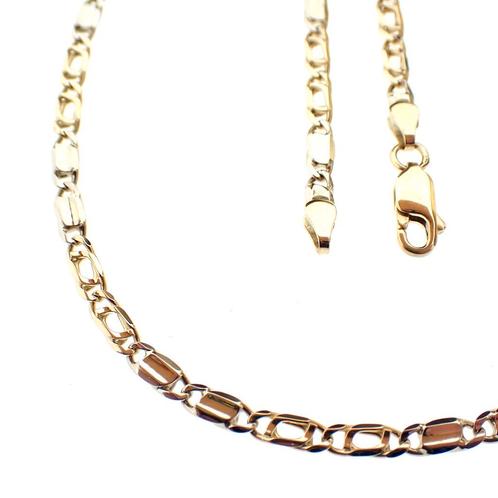 Bicolor gouden Figaro ketting | 43 cm (schakel ketting), Sieraden, Tassen en Uiterlijk, Kettingen, Overige kleuren, Gebruikt, Goud