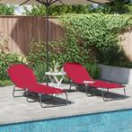 vidaXL Opvouwbare Ligbedden 2 stuks Draagbaar Rood 600D, Tuin en Terras, Ligbedden, Verzenden, Nieuw
