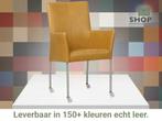 Leren eetkamerstoel Comfort met wieltjes en armleuning -, Huis en Inrichting, Stoelen, Overige kleuren, Nieuw, Leer, Ophalen of Verzenden