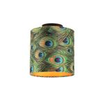 Plafondlamp met velours kap pauw met goud 20 cm - Combi, Nieuw, Overige materialen, Klassiek / Antiek