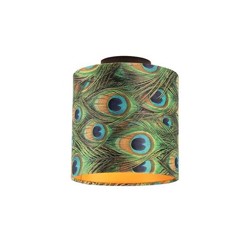 Plafondlamp met velours kap pauw met goud 20 cm - Combi, Huis en Inrichting, Lampen | Plafondlampen, Nieuw, Overige materialen