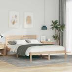 vidaXL Bedframe met hoofdeinde Bruin 140 x 220 cm Massief, Huis en Inrichting, Slaapkamer | Bedden, Verzenden, Nieuw, Bruin, Hout