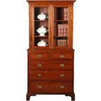 Boekenkast  Servieskast in mahonie ca 1880 met oud glas en, Antiek en Kunst, Antiek | Meubels | Kasten, Ophalen of Verzenden