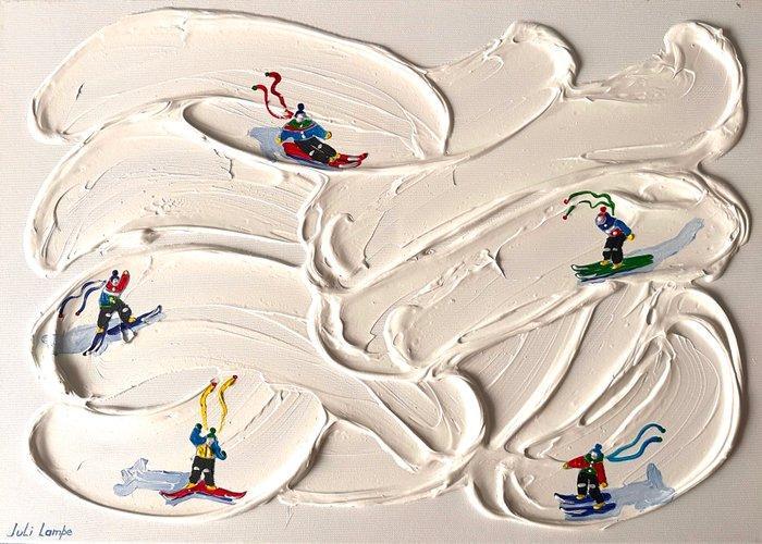 Juli Lampe (1980) - Ski Lovers in the snowy expanses., Antiek en Kunst, Kunst | Schilderijen | Modern