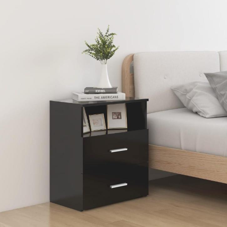 vidaXL Nachtkastjes 2 st 50x32x60 cm zwart, Huis en Inrichting, Slaapkamer | Nachtkastjes, Nieuw, Minder dan 45 cm, Hout, 55 tot 70 cm