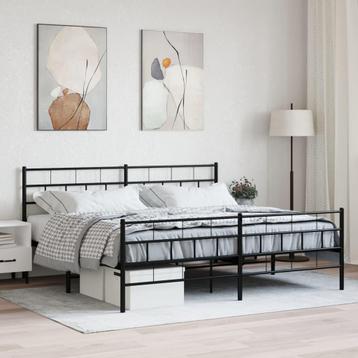 vidaXL Bedframe met voetbord zonder matras metaal zwart beschikbaar voor biedingen