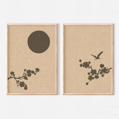 Tweeluik Linnen Look Poster - Een Lentereis door Japan, Huis en Inrichting, Woonaccessoires | Wanddecoraties, Nieuw, Verzenden