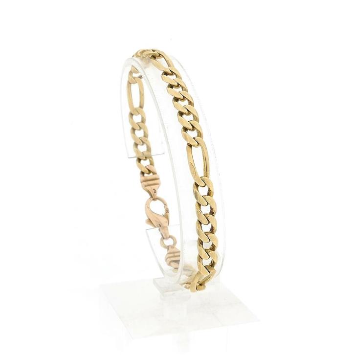 8 Krt. Figaro schakel armband | 20 cm (rose, heren sieraad), Sieraden, Tassen en Uiterlijk, Antieke sieraden, Goud, Ophalen of Verzenden