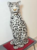 Beeld, Leopardo bianco e nero - 91 cm - Keramiek, Nieuw