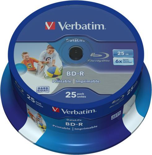 Verbatim BD-R full-printable 25 GB 6x speed in cakebox 25..., Computers en Software, Beschrijfbare discs, Nieuw, Verzenden