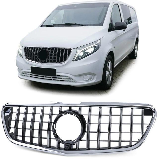 Grill Mercedes V-Class W447 (2014-..) GT Look Zwart/Chroom, Auto-onderdelen, Carrosserie en Plaatwerk, Ophalen of Verzenden