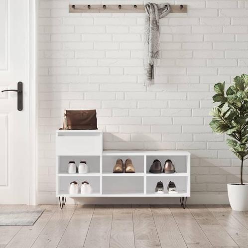 vidaXL Schoenenkast 102x36x60 cm bewerkt hout hoogglans wit, Huis en Inrichting, Kasten | Schoenenrekken, Nieuw, Verzenden