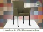 Leren eetkamerstoel Comfort met wieltjes en armleuning -, Huis en Inrichting, Stoelen, Nieuw, Leer, Ophalen of Verzenden, Eén