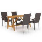 vidaXL 5-delige Tuinset bruin, Tuin en Terras, 4 zitplaatsen, Nieuw, Tuinset, Verzenden