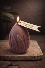 Handgemaakte Ei Kaars met Bladmotief van Sojawas, Verzenden, Nieuw