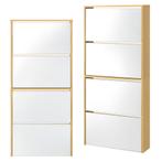 Schoenenkast met spiegels 4 vouwdeuren 134x63x17 cm beuken, Huis en Inrichting, Kasten | Schoenenkasten, Verzenden, Nieuw