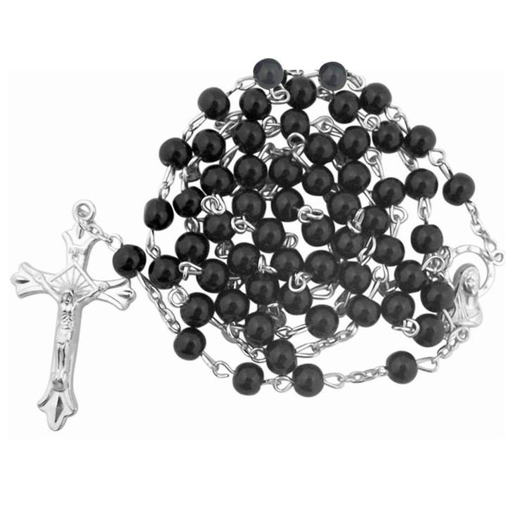 Fako Bijoux - Ketting - Rozenkrans - Zwart - 6mm, Sieraden, Tassen en Uiterlijk, Kettingen, Verzenden