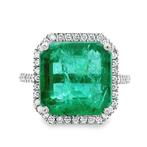 Ring Platina - 7.50ct. tw. Smaragd - Diamant, Sieraden, Tassen en Uiterlijk, Ringen, Nieuw