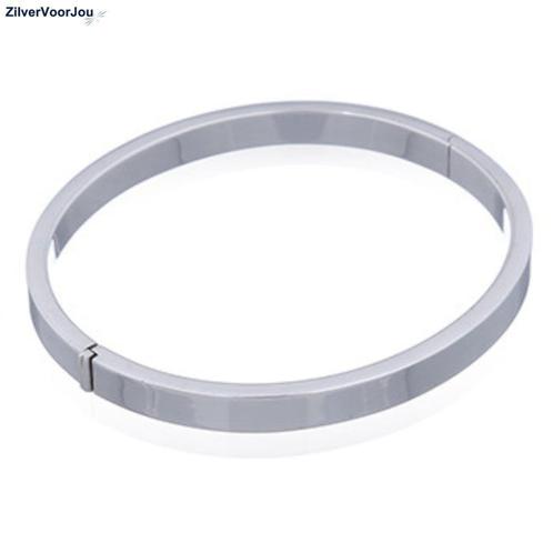Zilveren ovale slavenarmband  rechthoekige buis  65 x 60 en, Sieraden, Tassen en Uiterlijk, Armbanden, Nieuw, Verzenden