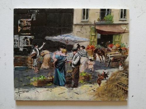Francesco Tammaro (1939) - Mercatino di quartiere (Napoli), Antiek en Kunst, Kunst | Schilderijen | Klassiek
