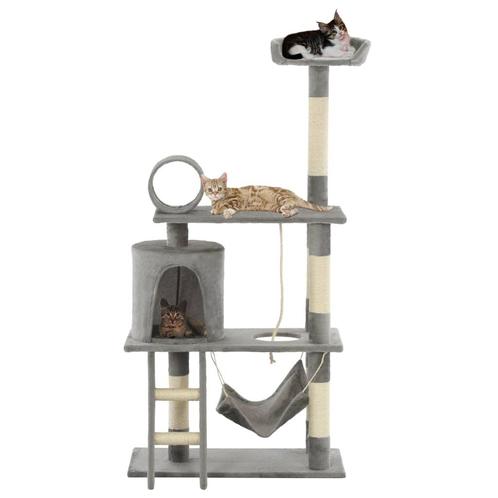 vidaXL Kattenkrabpaal met sisal krabpalen 140 cm grijs, Dieren en Toebehoren, Katten-accessoires, Nieuw, Verzenden